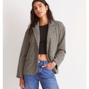 Madewell Black Houndstooth Oversized Knit Blazer Jacket Size XL